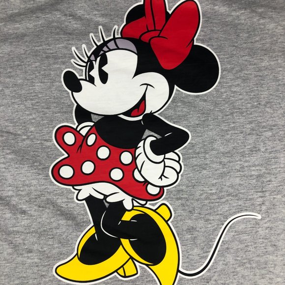 Disney Minnie Mouse Shirt Men's Small Grey Big Puffy Print Spell Out Long Sleeve - Picture 10 of 14